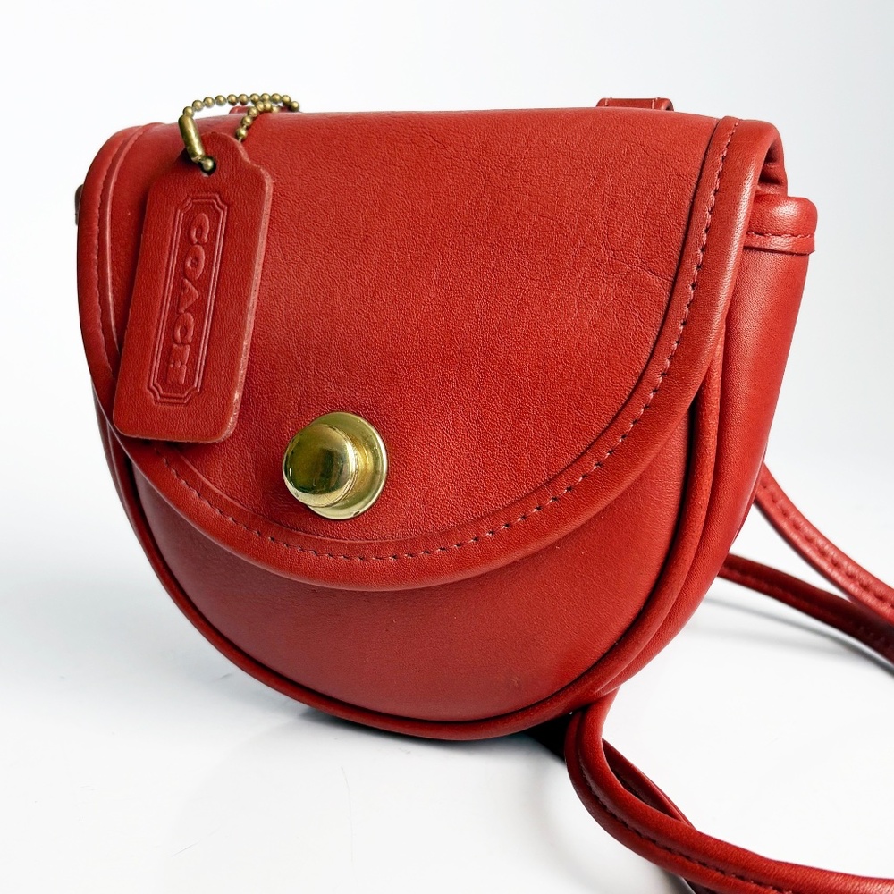 Vintage Coach Mini Bag Belt Bag Crossbody #9826 Messenger Red Leather USA - Picture 8 of 13